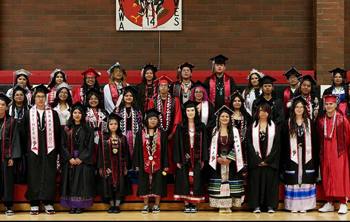 Students posing for a graduation photo