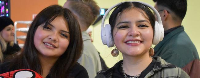 Two happy smiling students at Chemawa Indian School.